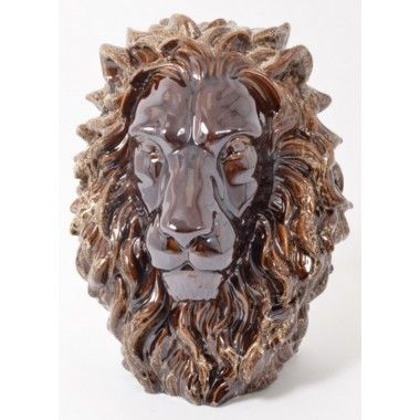 KING marbled lion head standing statue
