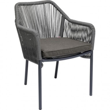 Chaise grise de jardin avec accoudoirs VAGUE
