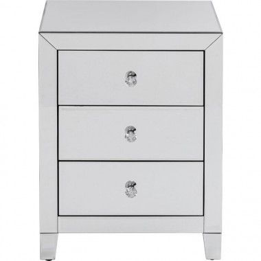 Silver bedside table with 3 drawers LUXURY