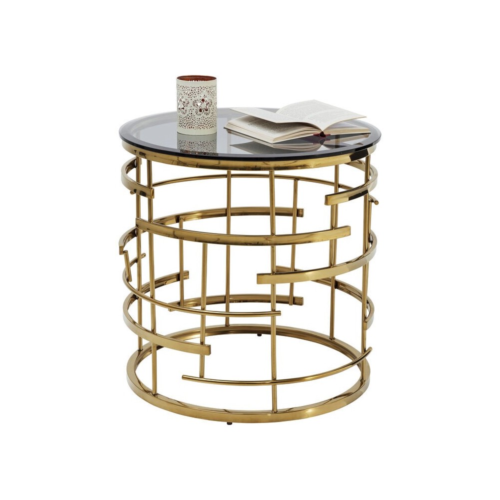 Set of 2 gold metal side tables