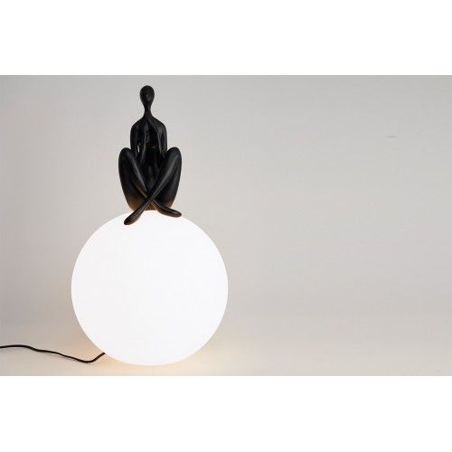 Sphere lumineuse sculpture resine meditation noir INTERIOR