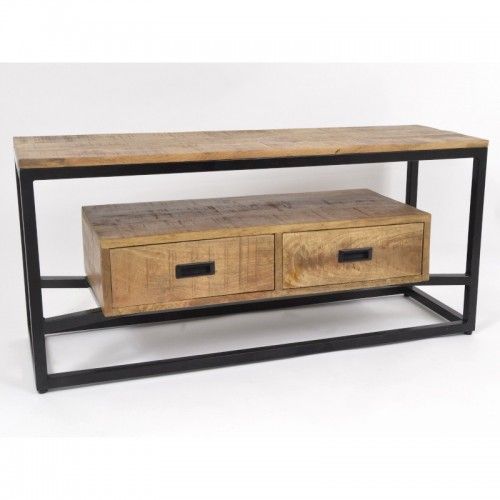 Wooden TV unit with 2 drawers 110 cm ABISKO
