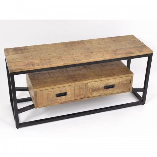 Wooden TV unit with 2 drawers 110 cm ABISKO