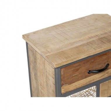 HARMONIE Mesa de cabeceira com 4 gavetas de madeira