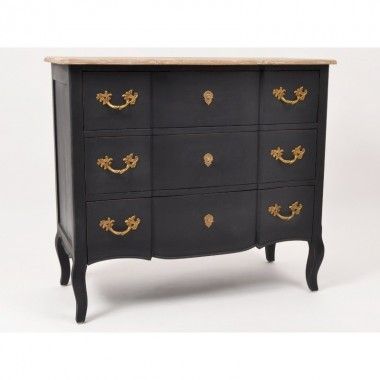 Commode grise 3 tiroirs 90 cm HONORE