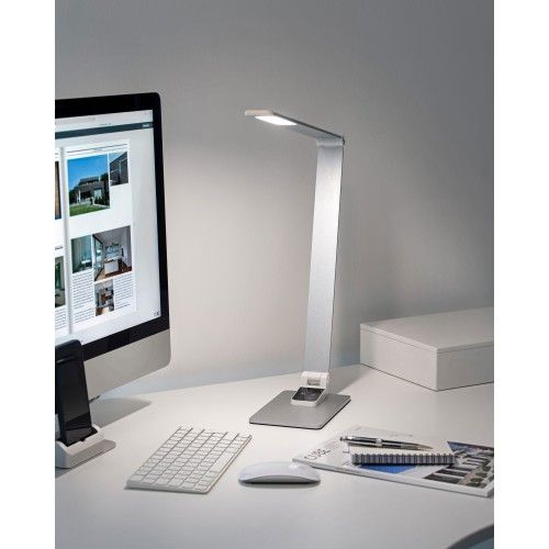 Lámpara de escritorio de diseño ULI plateada y LED