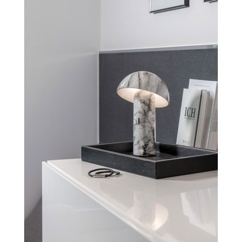 SVAMP white marble rechargeable table lamp