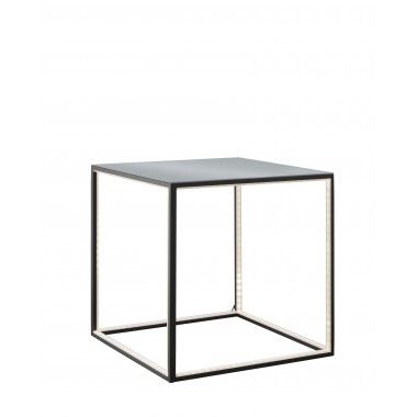 Table d'appoint noir design cube LED aluminium DELUX