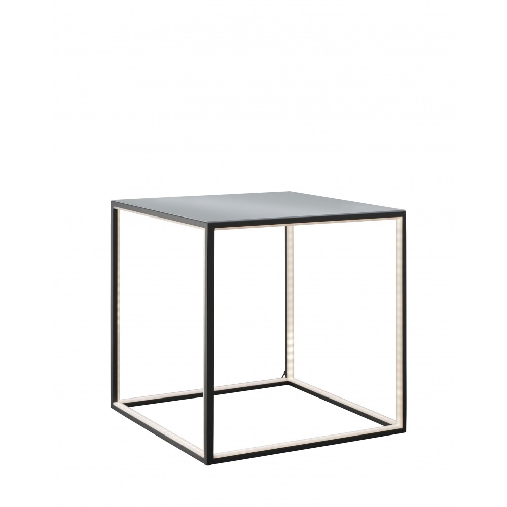 Mesa d'appoint noir design cubo LED alumínio DELUX