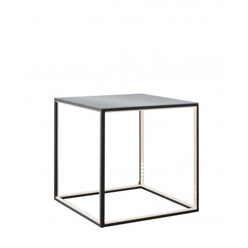 DELUX black LED aluminum cube design side table
