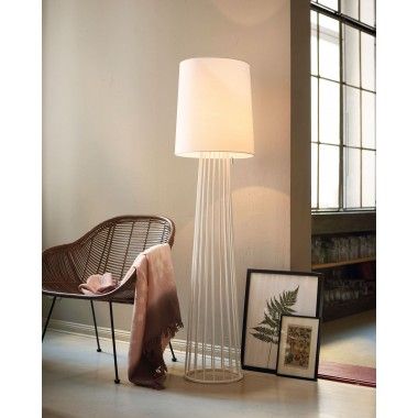 Lámpara de pie de diseño textil blanca 155 cm MAILAND