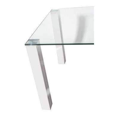 DINING TABLE 140 CM GLASS AND CHROME TOWER CAMINO A CASA