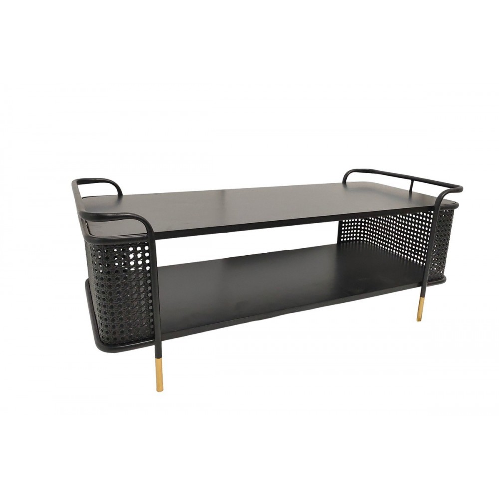 Coffee table 2 shelves black gold 110 cm PALAZZO