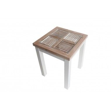 Table d'appoint tiges de bois et métal blanc 50 cm ORIGINE