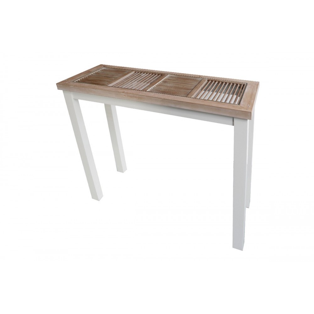 Console tiges de bois et métal blanc 90 cm ORIGINE