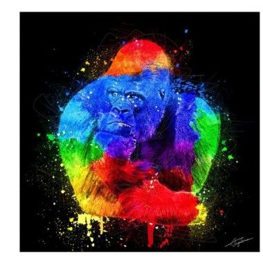 Aluminum dibond painting Gorilla multicolored 90*90 GALLERY