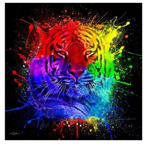 Aluminum dibond painting Multicolored tiger 90*90 GALLERY