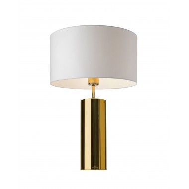 Lampe de table base ronde textile blanc 53 cm PRAG