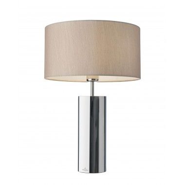 Lámpara de mesa base redonda textil beige 53 cm PRAG