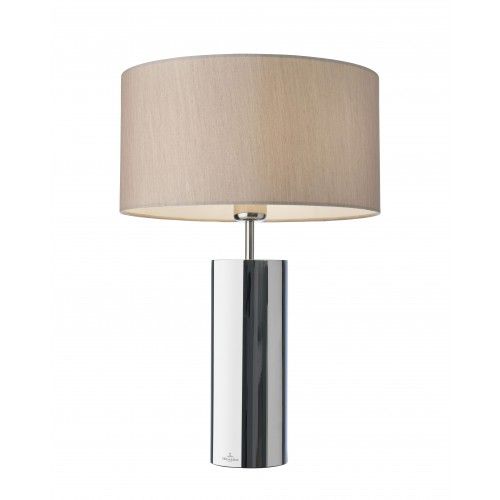 Lampe de table base ronde textile beige 53 cm PRAG