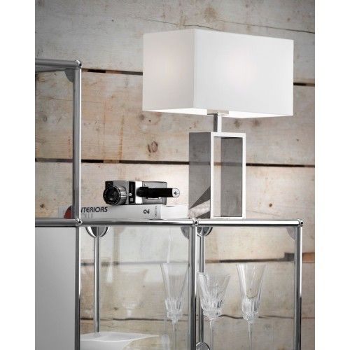 Lampe de table design textile blanc 47 cm SHANGHAI