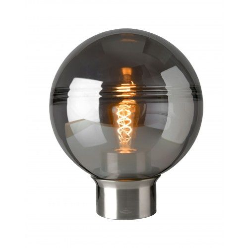 TOKIO lámpara de mesa de vidrio ahumado y metal satinado 36 cm