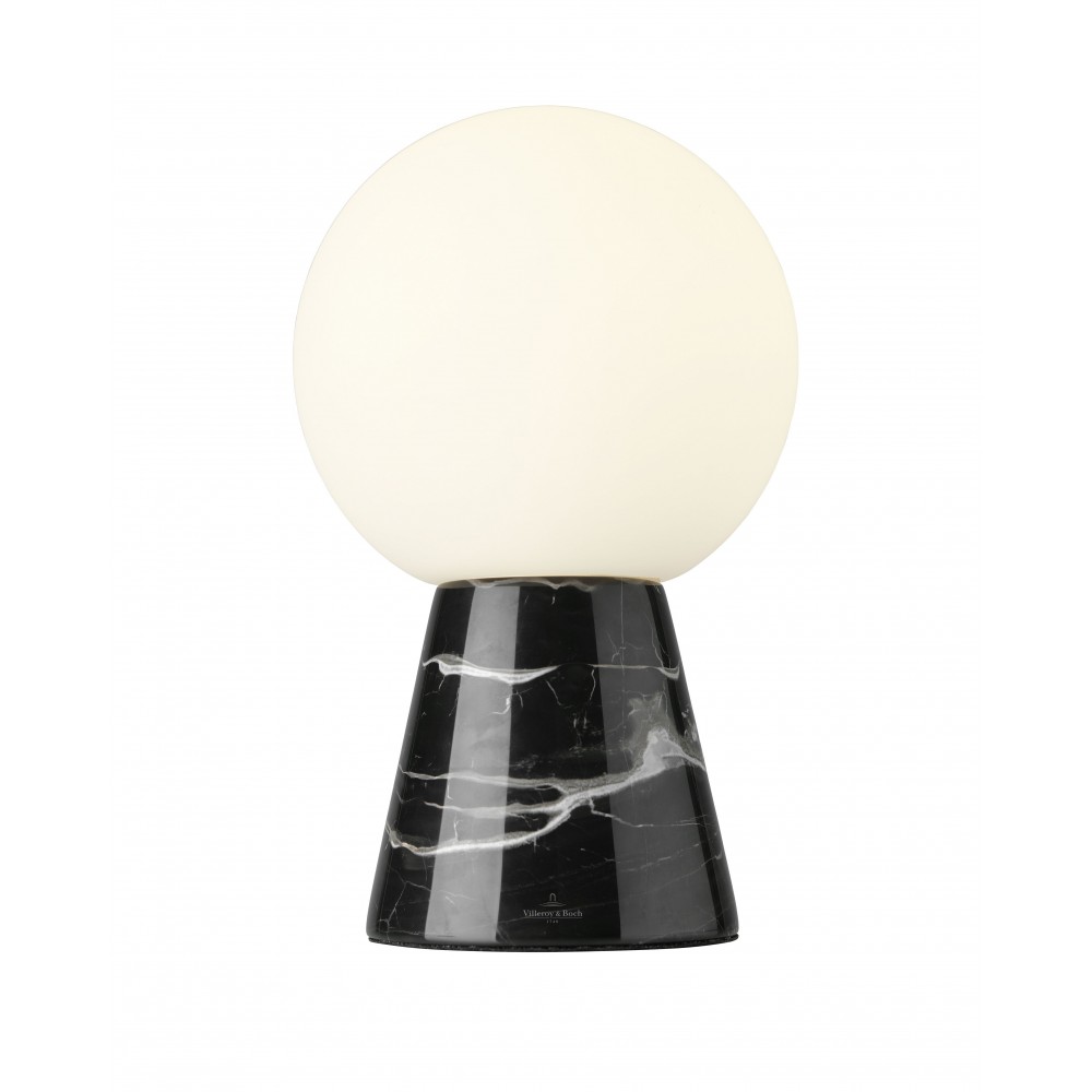 Candeeiro de mesa de vidro branco e mármore preto 30 cm CARRARA