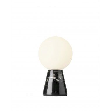 Lampe de table verre blanc et marbre noir 20 cm CARRARA
