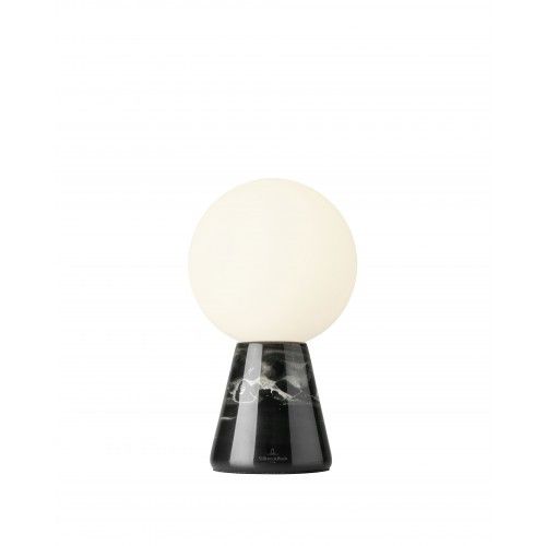 White glass and black marble table lamp 20 cm CARRARA