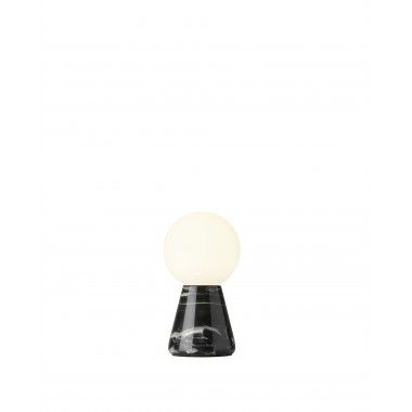 White glass and black marble table lamp 13 cm CARRARA