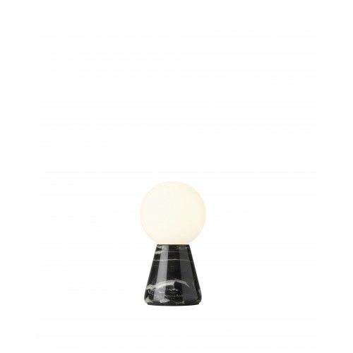 Wit glas en zwart marmeren tafellamp 13 cm CARRARA