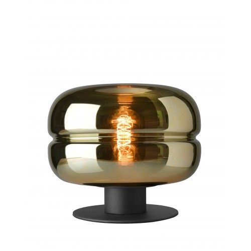 Lampe de table verre doré et métal noir 24 cm HAVANNA