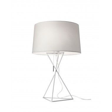 Lampada da tavolo in tessuto e metallo bianco 55 cm NEW YORK