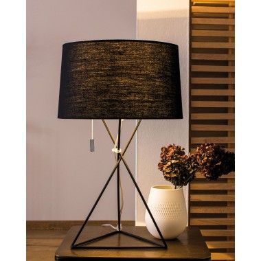 Lampe de table textile et métal noir 55 cm NEW YORK