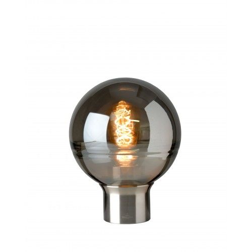 TOKIO lámpara de mesa de vidrio ahumado y metal satinado 24 cm