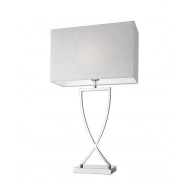 Lampe de table textile blanc métal chromé 69 cm TOULOUSE