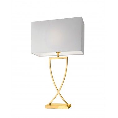 Weiße Textil-Tischlampe mit goldenem Metall 69 cm TOULOUSE