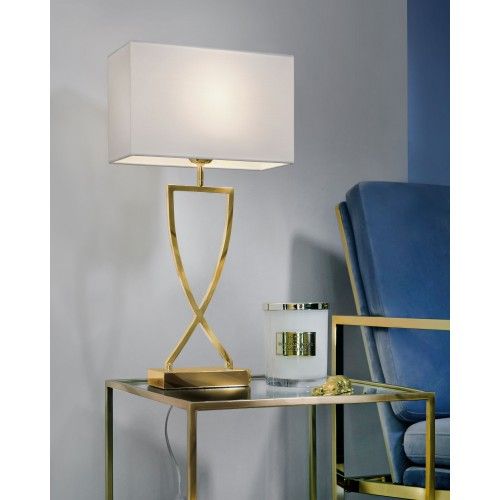 Table lamp textile white gold metal 69 cm TOULOUSE