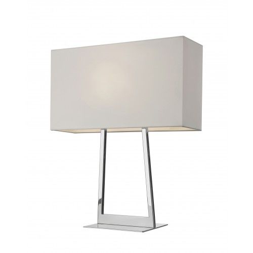 White textile table lamp stainless steel LYON