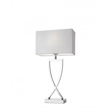 Lampe de table textile blanc métal chromé 52 cm TOULOUSE