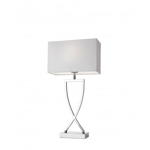 Lámpara de mesa textil blanco cromo metal 52 cm TOULOUSE