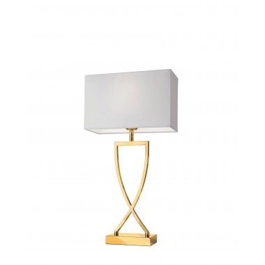 Lampe de table textile blanc métal doré 52 cm TOULOUSE