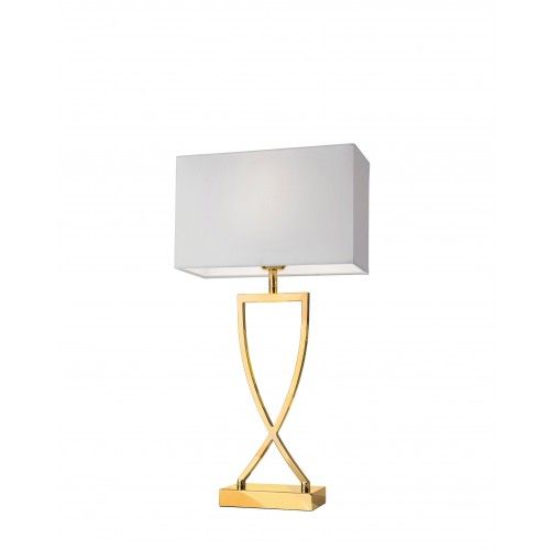 White textile table lamp with gold metal 52 cm TOULOUSE
