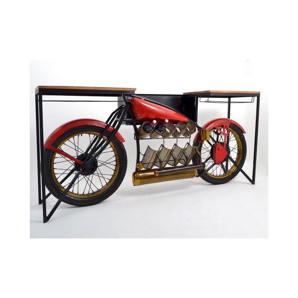 Console bar rouge design moto 180 cm ARTISAN