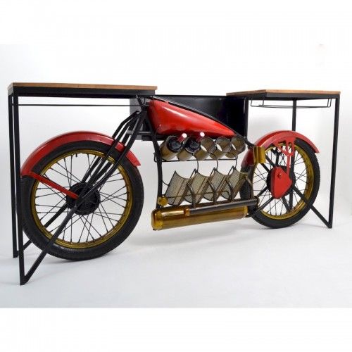 Rote Barkonsole im Motorraddesign 180 cm ARTISAN