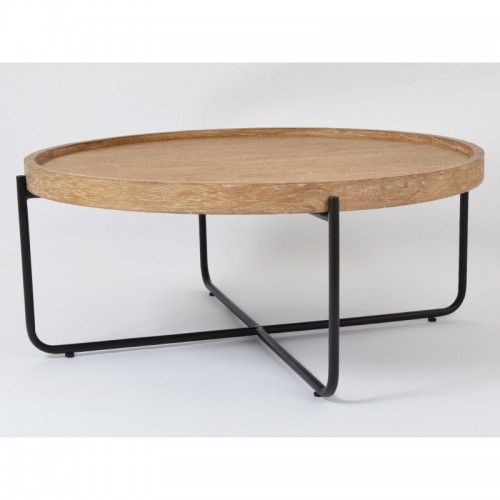 Table basse ronde bois métal TIFFANY