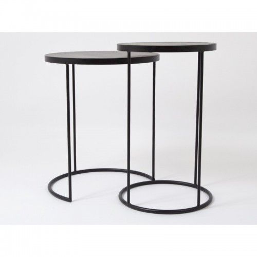 Set of 2 wooden and metal end tables 40-50 cm AMANDA