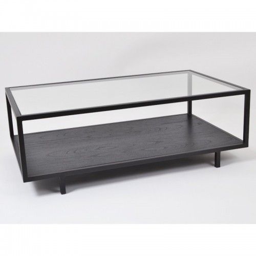 Mesa de café rectangular de madera y vidrio