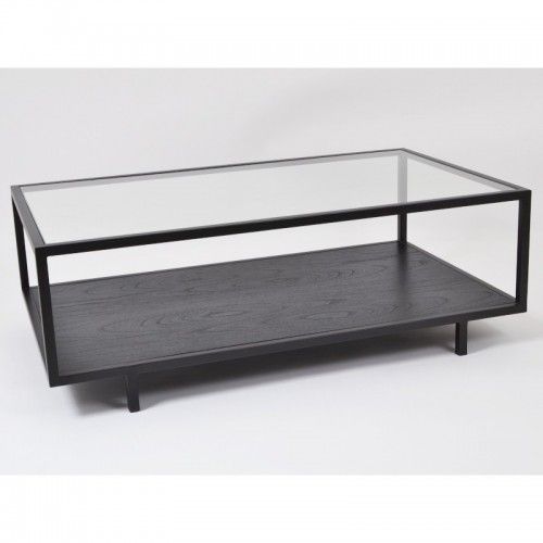 AMANDA rectangular wood and glass coffee table