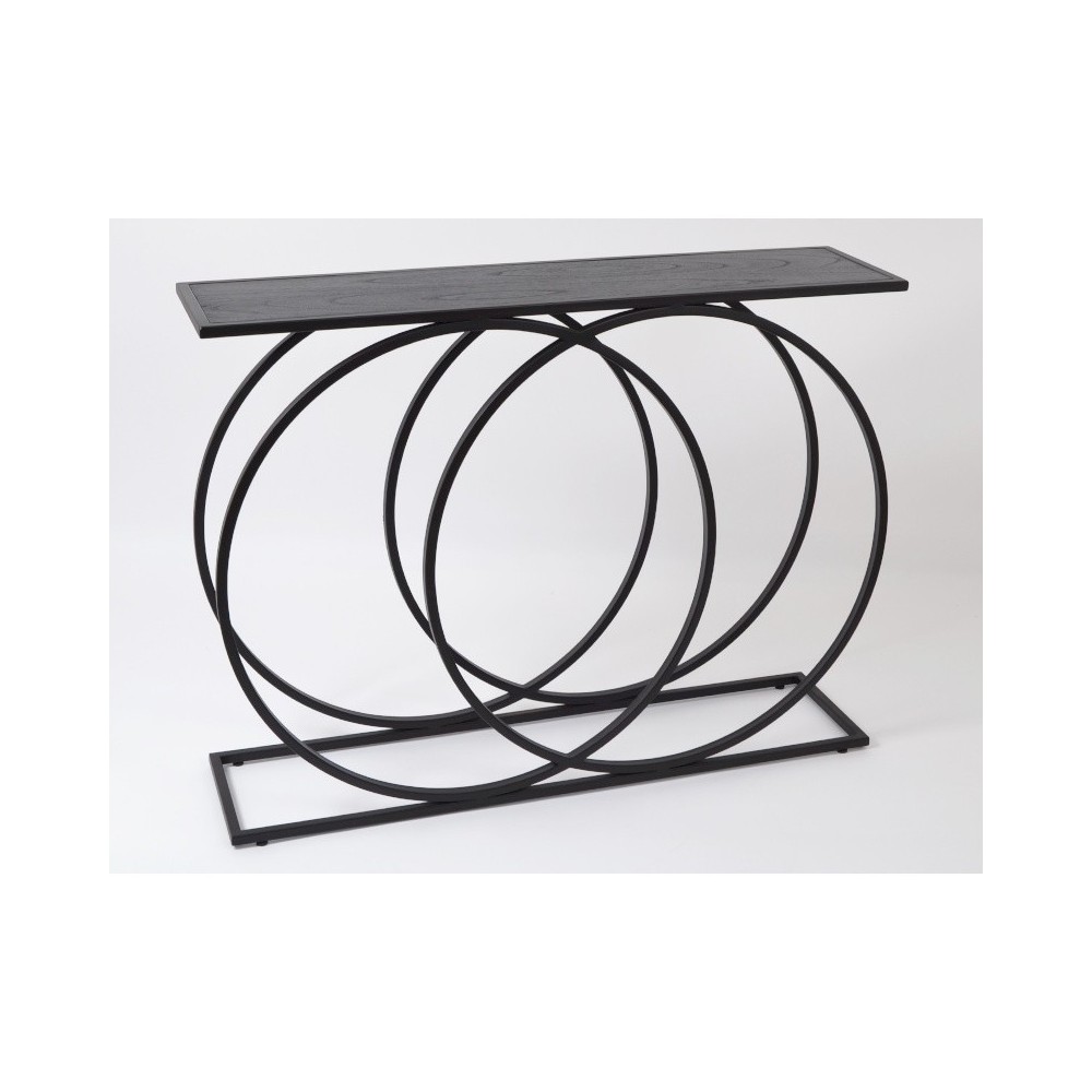 Console bois métal 4 cercles 120 cm AMANDA